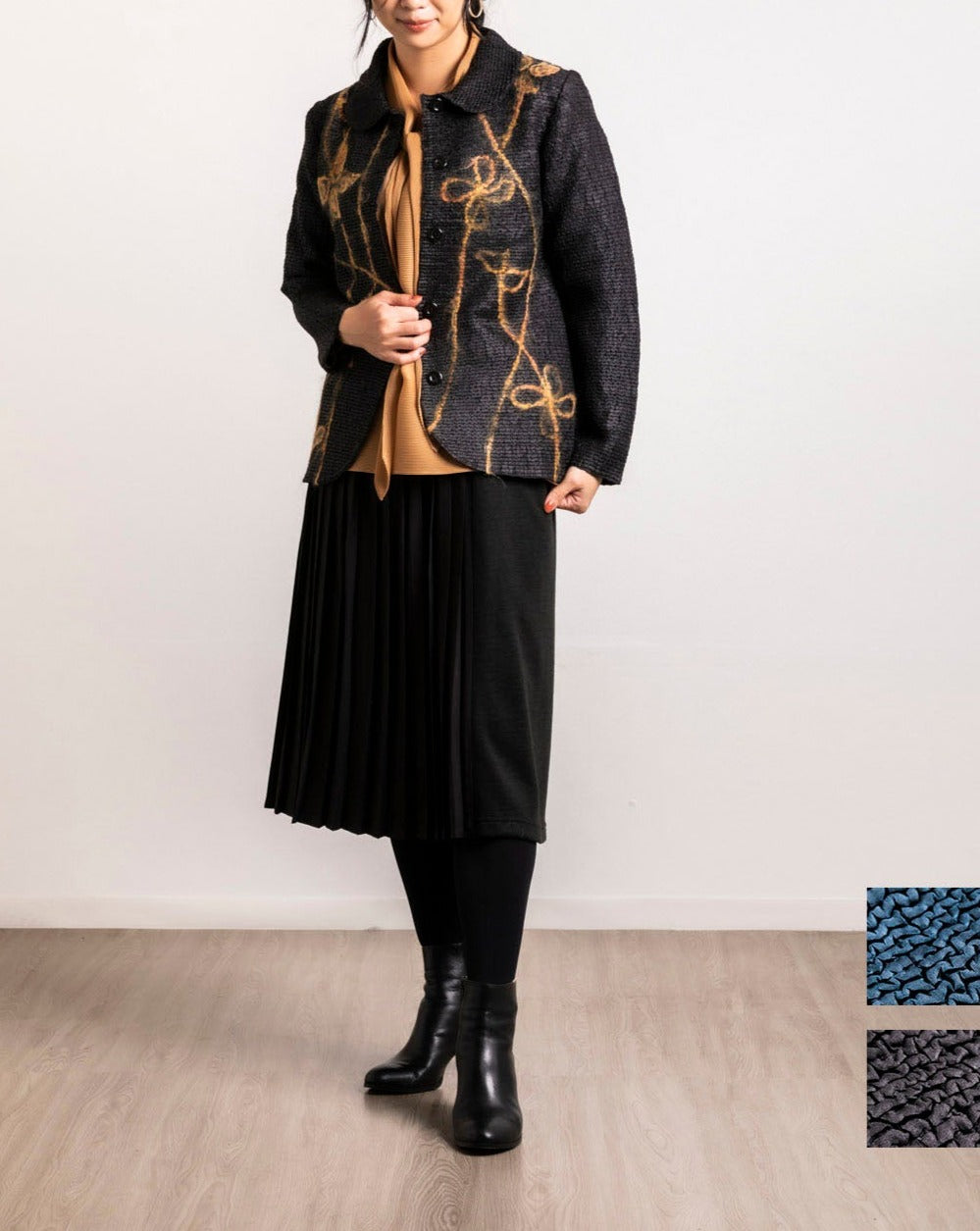 優れた伸縮性の中綿入り刺繍ジャケット