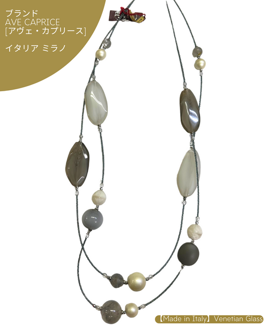 【Made in Italy】 べネチアンガラス・ネックレス・グレー