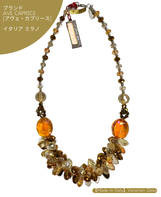 【Made in Italy】べネチアンガラス・ネックレス・ブラウン