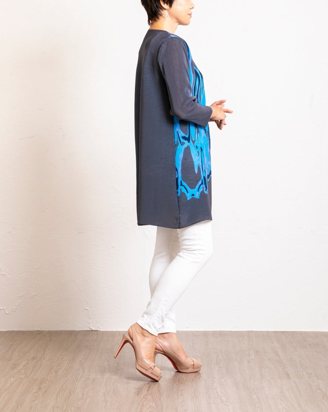 アート調プリントプリーツチュニック