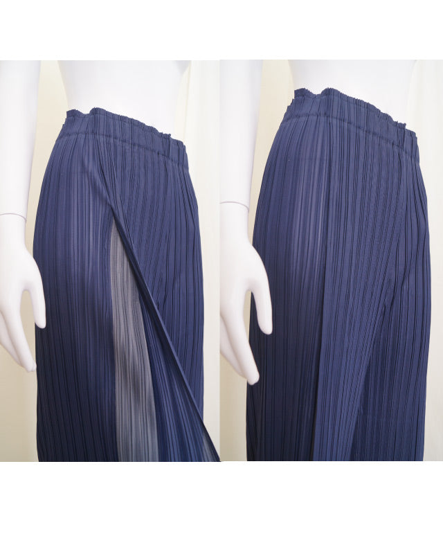 タックで脚長見せプリーツワイドパンツ