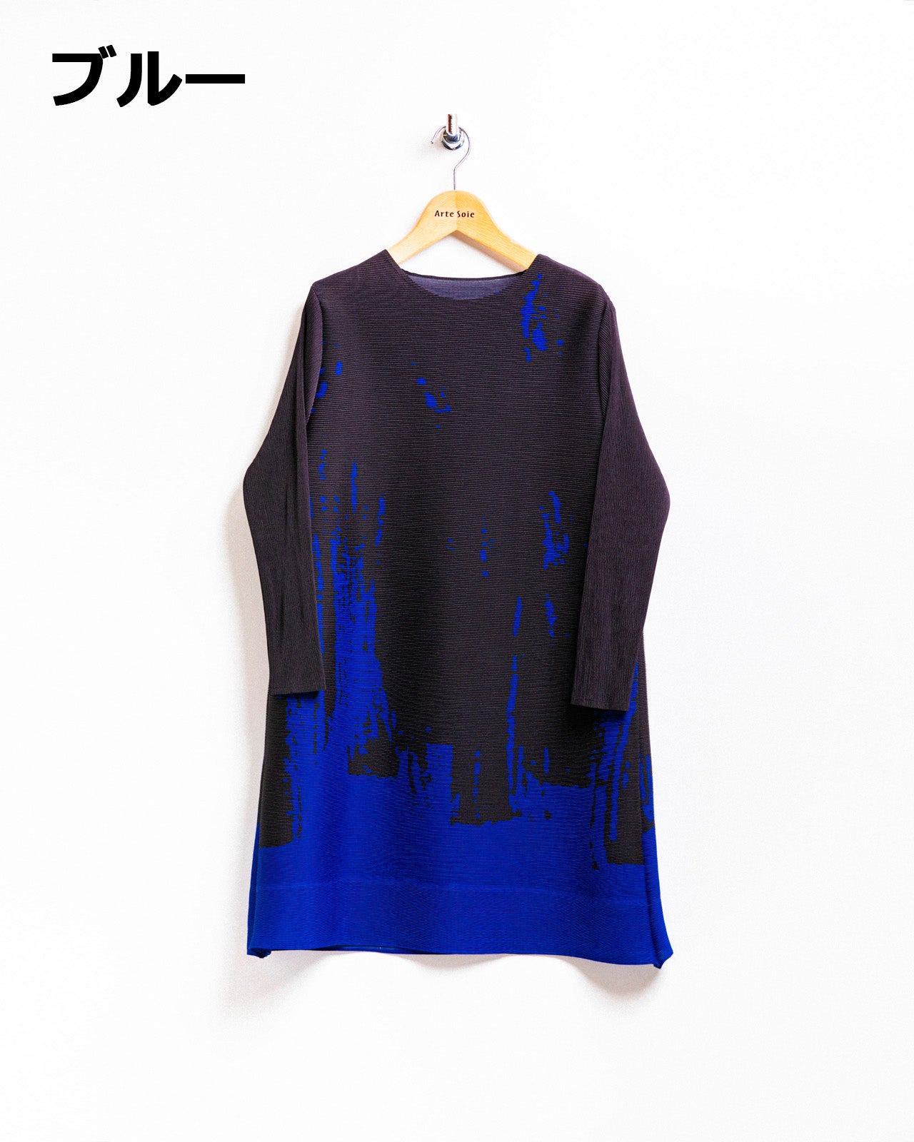 アート調柄プリーツチュニック