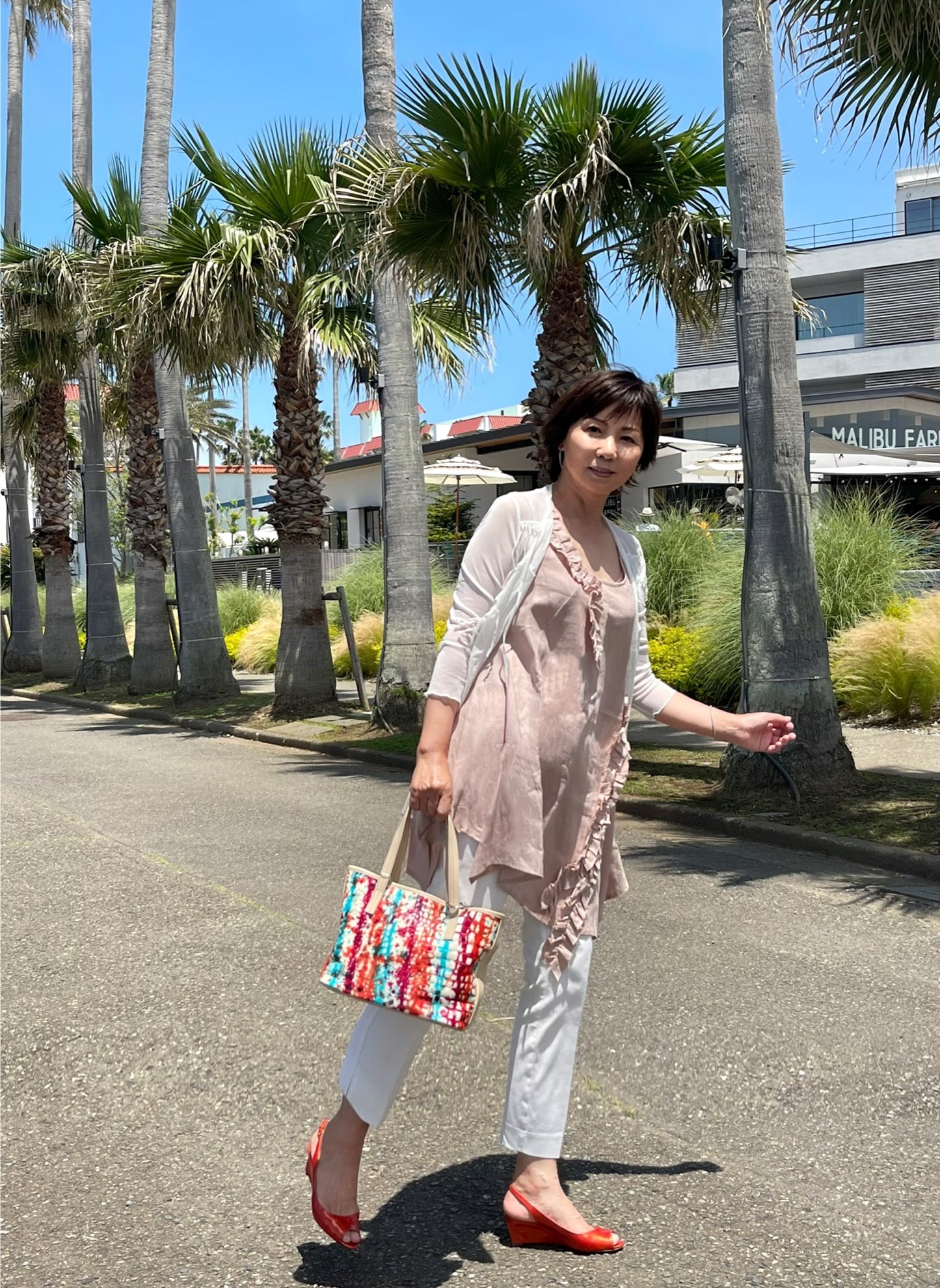 【Made in Italy】ギャザーフリル 麻素材チュニック