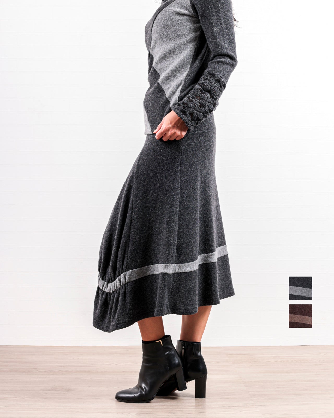 【Made in Italy】イタリアンウール＆シルク混紡の ニットスカート